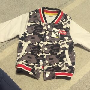 Disney Mickey Camo Varsity Jacket - Black, White & Gray
